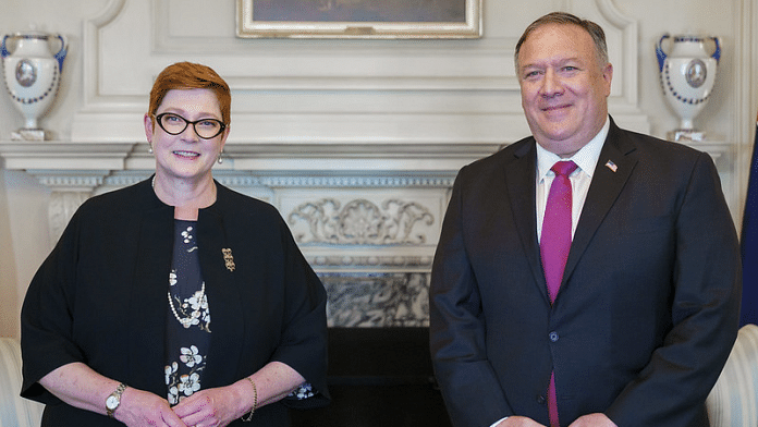 Australian Foreign Minister Marise Payne with US Secretary of State Mike Pompeo at US-Australia meet in Washington | @SecPompeo | Twitter