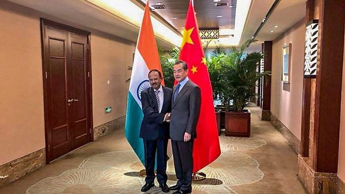 File image of National Security Adviser Ajit Doval with China Foreign Minister, Wang Yi | PTI