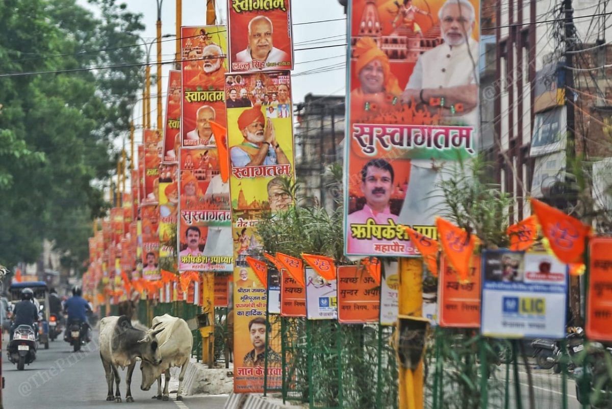 There are posters of PM Modi and BJP across the city | Photo: Suraj Singh Bisht | ThePrint