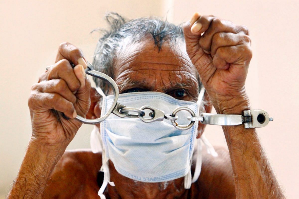 All the patients have to wear handcuffs | Photo: Praveen Jain | ThePrint