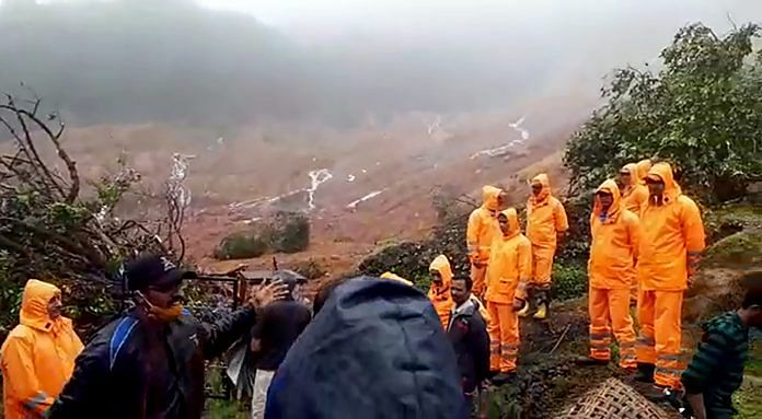 NDRF team for rescue operation during heavy rainfall in Munnar on Thursday. | ANI