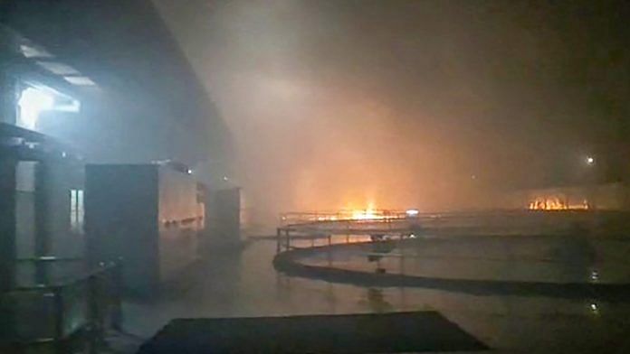Smoke billows from a fire at Srisailam Left Bank Power Station (SLBP), Kurnool district. | PTI