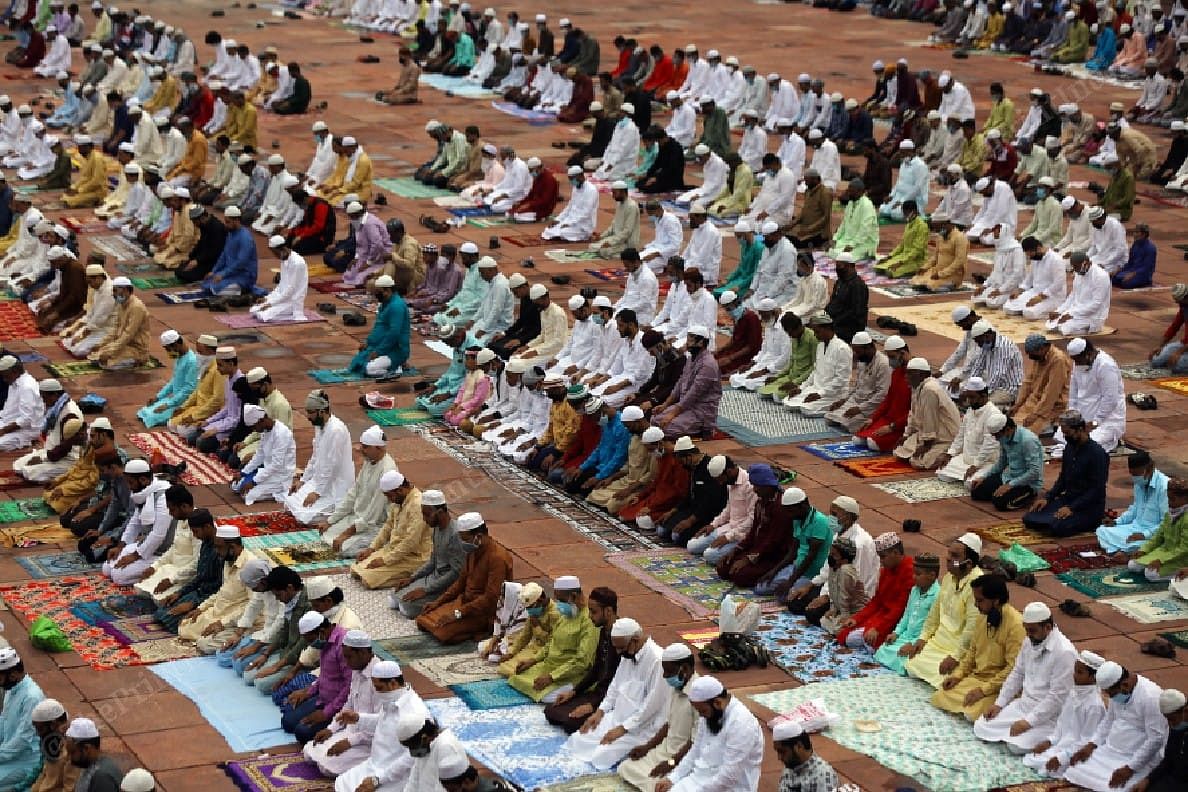 Eid al-Adha at Delhi's Jama Masjid was somewhat solemn this year, with guidelines specifically issued for those present to not hug each other, in view of Covid | Suraj Singh Bisht | ThePrint