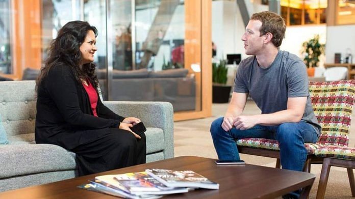 Facebook India policy head Ankhi Das with company founder Mark Zuckerberg | Facebook: Ankhi Das