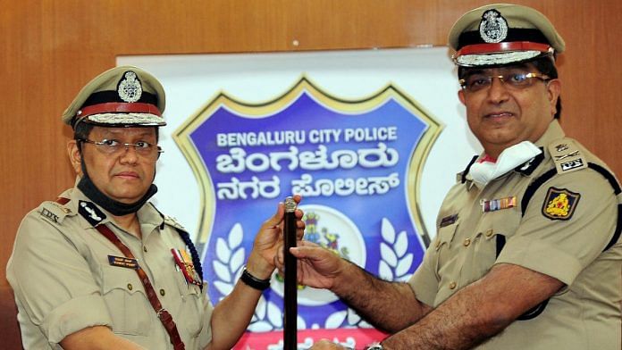 Kamal Pant (left) took over from Bhaskar Rao as the Bengaluru City Police commissioner on 1 August | Photo: ANI