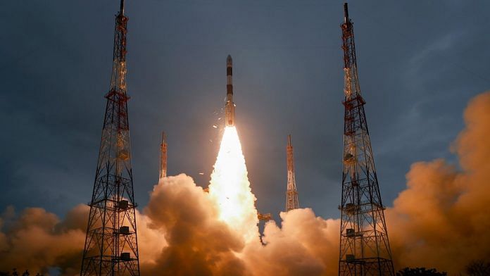 File photo of ISRO's PSLV-C47 lifting off with observation satellite Cartosat-3 and 13 nano-satellites of the US, from Sriharikota in Andhra Pradesh | PTI