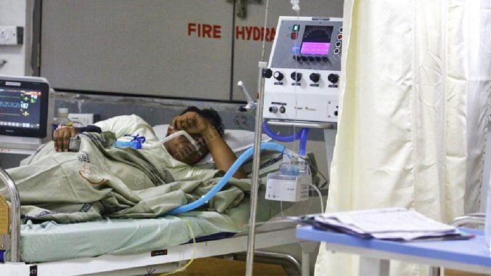 A Covid-19 patient in an hospital in Ahmedabad (representative image) | Photo: Praveen Jain | ThePrint