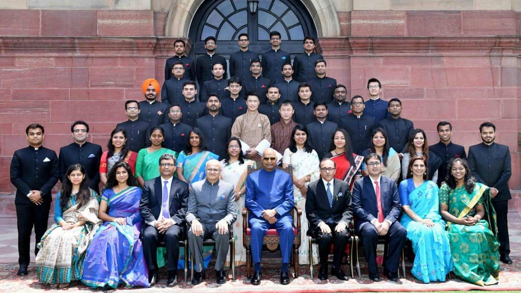 President Ram Nath Kovind with the 2018 batch of IFS officers in a picture from 2019 | Photo: ANI