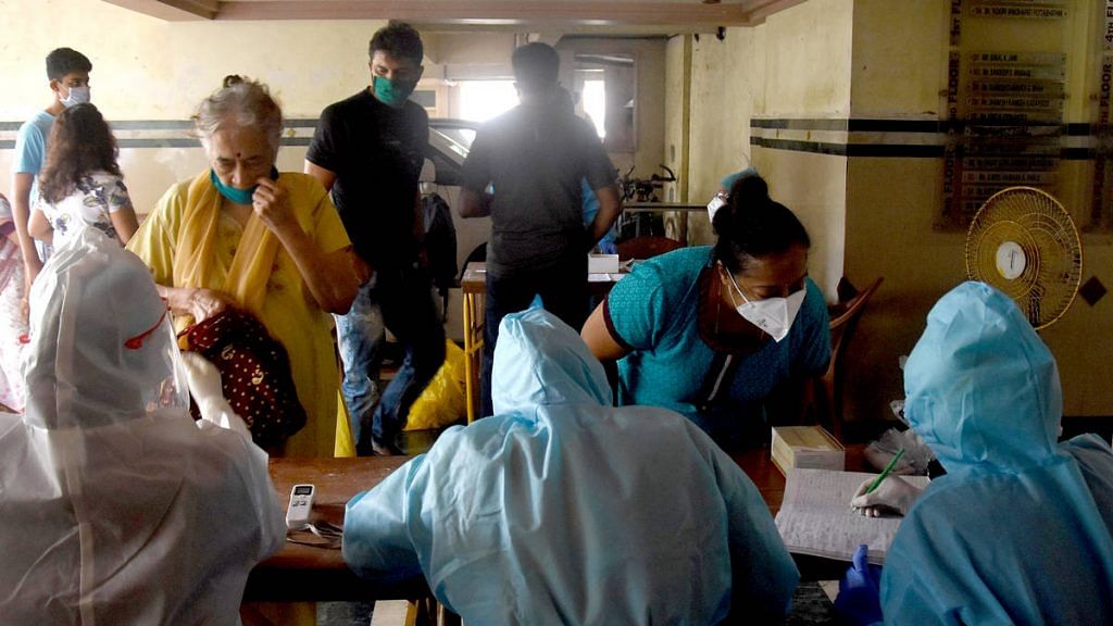 Residents of Mumbai undergoing Covid-19 screening and antigen testing | Photo: ANI