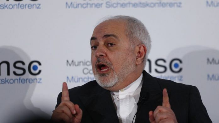 Mohammad Javad Zarif, Iran's foreign minister, gestures while speaking during the Munich Security Conference in Germany in February 2020 | Michaela Handrek-Rehle | Bloomberg