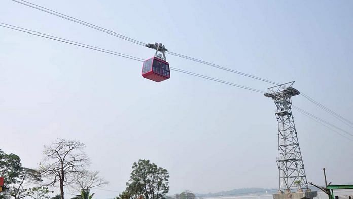 The ropeway over the Brahmaptura