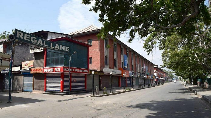 A market stands closed in Srinagar in view of the curfew imposed ahead of the anniversary of the scrapping of Article 370 on 5 August | Photo: ANI