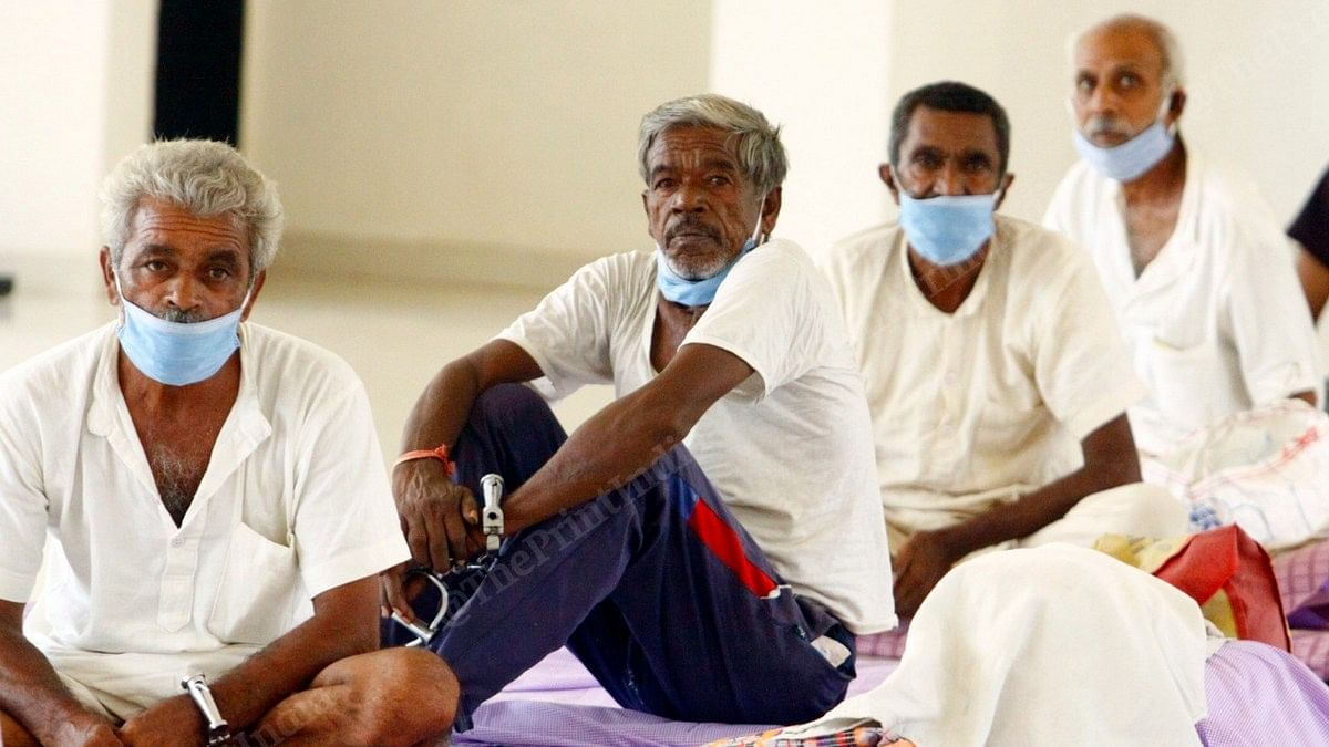 Inmates sit without social distancing at the facility | Photo: Praveen Jain | ThePrint