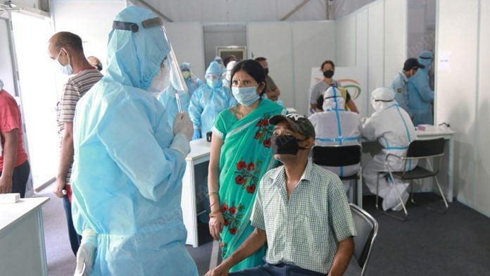 Covid-19 testing at the Ram Manohar Lohia Hospital, Delhi. | Photo: Manisha Mondal | ThePrint
