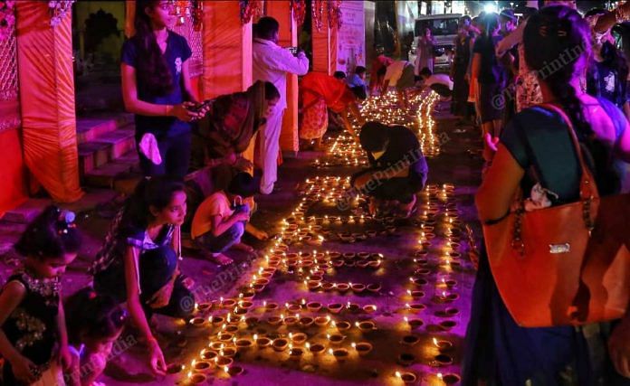 Children participate in festivities organised to mark the Bhoomi Pujan of Ram Mandir at Ayodhya | Suraj Singh Bisht | ThePrint