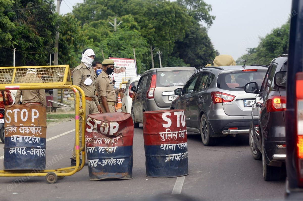 There are check posts at the entry of the city | Photo: Suraj Singh Bisht | ThePrint