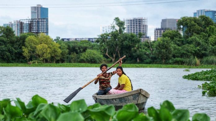 Boats are usually parked at the shores for travelling in Yamuna. The village also has around three boats parked for travelling within the waters | Photo: Manisha Mondal | ThePrint