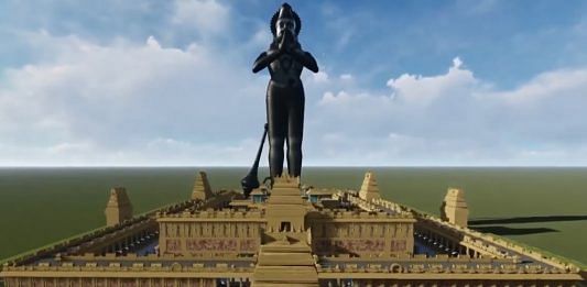 A screenshot of the proposed Hanuman statue. | Photo: Youtube/Hanumad Janmabhoomi Teertha Kshetra Trust