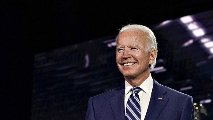 US Democratic presidential candidate Joe Biden during the Democratic National Convention at the Chase Center in Wilmington, Delaware, on 19 August