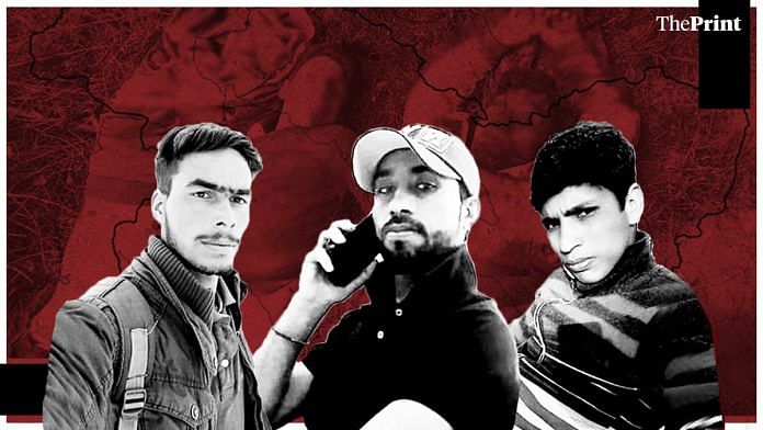 (L-R) Ibrar Ahmed, Imtiyaz Ahmed and Ibrar Ahmed, the three youth killed in the Shopian encounter in July | ThePrint Team