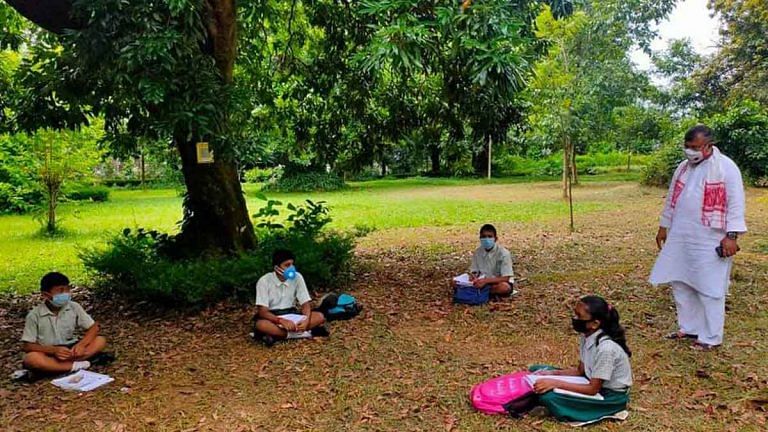 Tripura holds open-air ‘neighbourhood classes’ for students who can’t go online