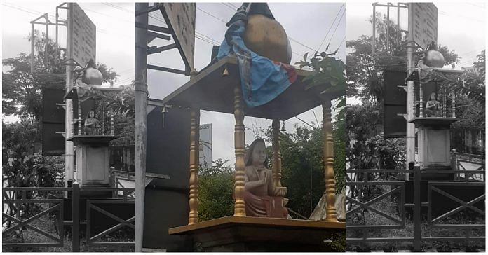 The flag atop the Adi Shankaracharya statue in Sringeri | By special arrangement