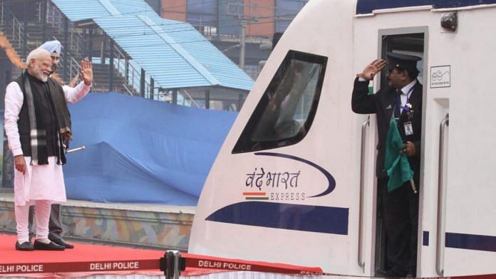 PM Modi flags off the first Vande Bharat Express train in this February 2019 file photo | Praveen Jain | ThePrint