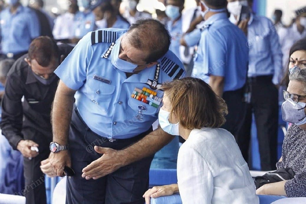 Air Chief marshal Rakesh Kumar Singh Bhadauria with Florence Parly | Photo: Praveen Jain | ThePrint 