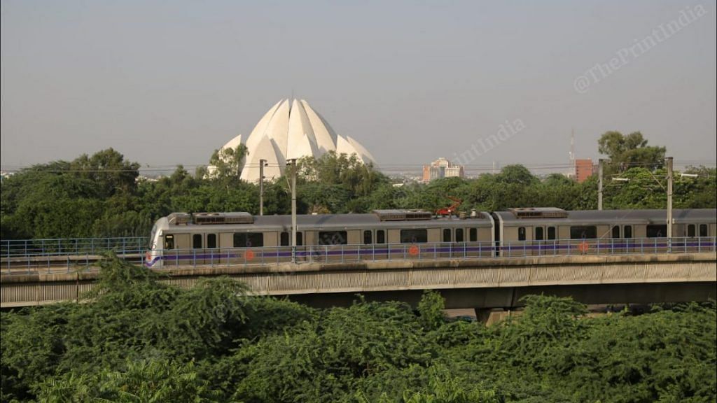 Metro on Violet line | Photo: Suraj Singh Bisht | ThePrint