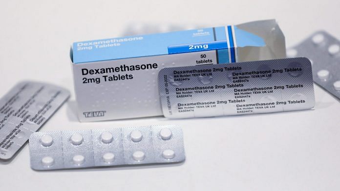 A packet of dexamethasone, an anti-inflammatory drug, manufactured by Teva Pharmaceutical Industries Ltd | Photographer: Simon Dawson | Bloomberg