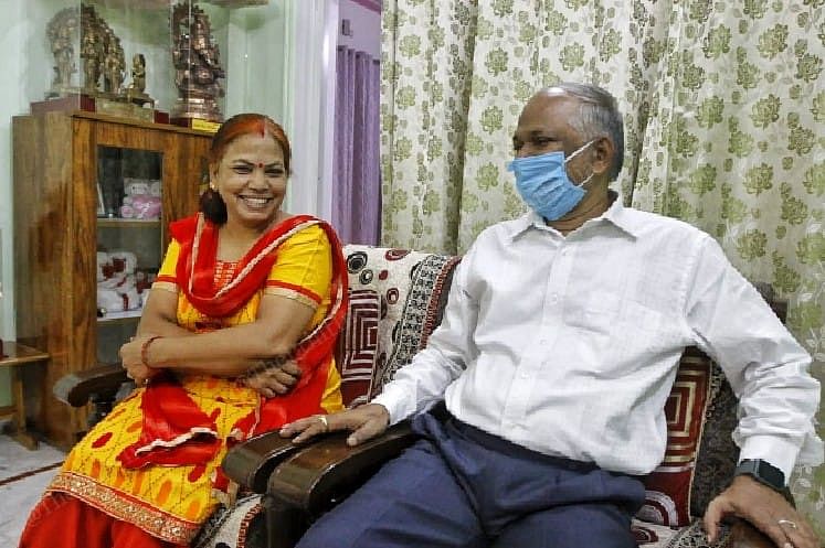 Yadav and his wife Urmilla share a laugh| Photo: Praveen Jain | ThePrint