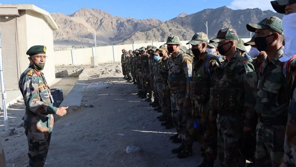 Army Chief General M.M. Naravane at Leh to review security situation and operational preparedness along the Line of Actual Control in Eastern Ladakh | Photo: Twitter/@adgpi