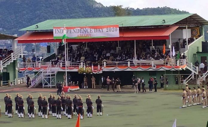 The Assam Rifles contingent at the Independence Day function in Aizawl | By special arrangement