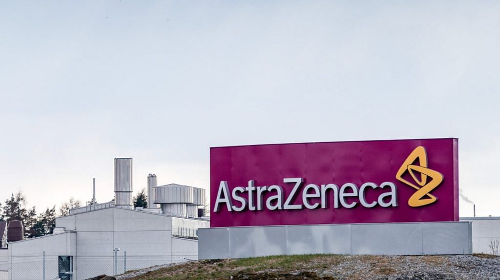 A logo sits at AstraZeneca Plc's facilities in Sodertalje, Sweden