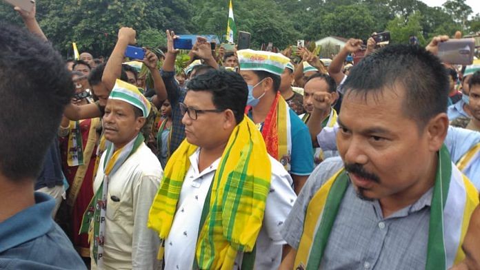 UPPL chief and former ABSU president Pramod Boro campaigning for the party in Kokrajhar | By special arrangement