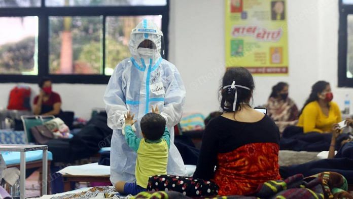 A healthcare worker at a Covid care centre in New Delhi | Representational image | Suraj Singh Bisht | ThePrint