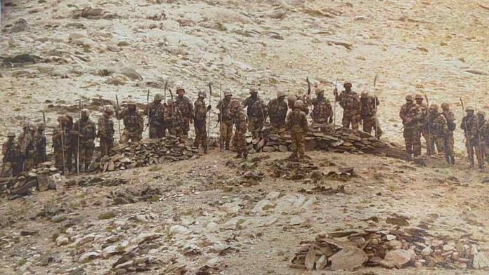 Chinese soldiers carrying rifles and iron rods with machete-like heads near India’s forward locations in Rezang La | By special arrangement