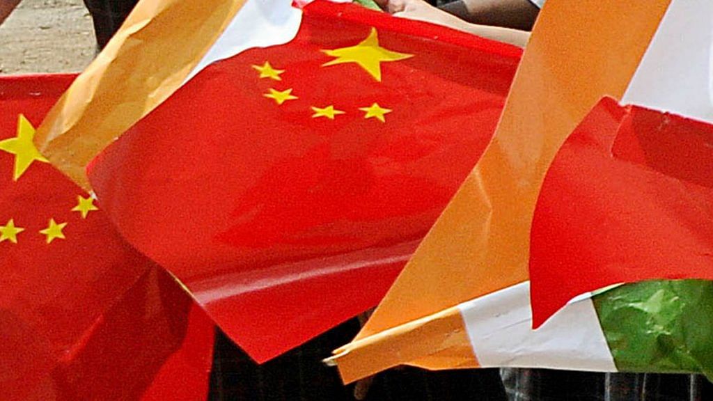 Representational image of the Indian and Chinese flags | Photo: ANI