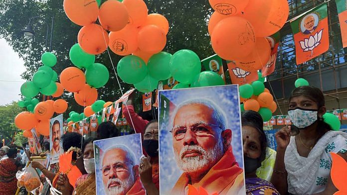 BJP supporters celebrating Prime Minister Narendra Modi's 70th birthday in Chennai Thursday | ANI Photo