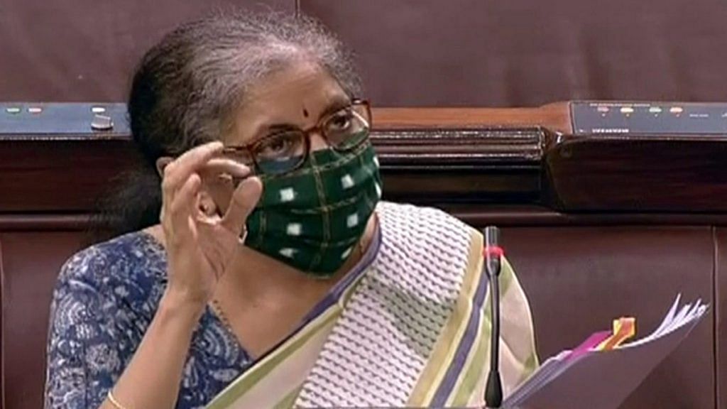 Finance Minister Nirmala Sitharaman speaks in Parliament | Photo: ANI