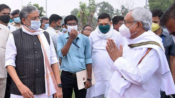 Bihar CM Nitish Kumar (right) of the Janata Dal (United) and Deputy CM Sushil Kumar Modi (left) of the BJP | Photo: ANI