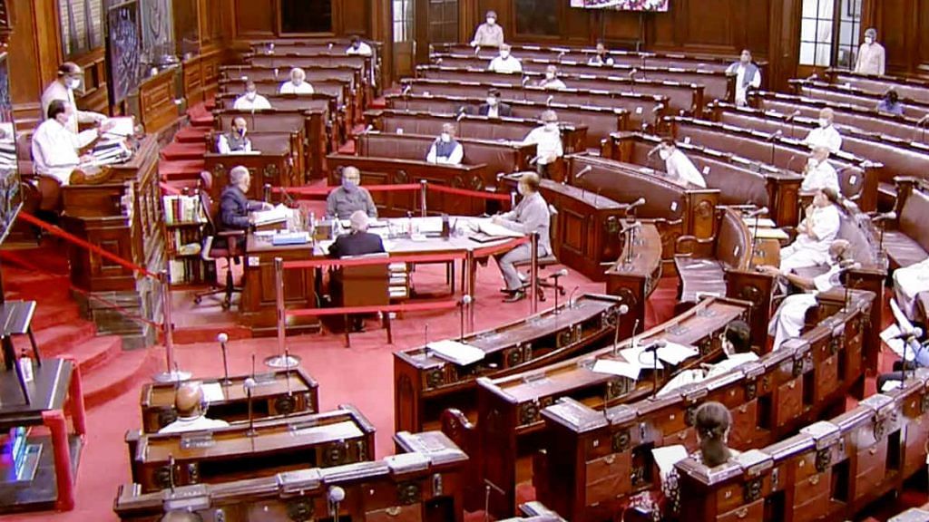 A general view of the Rajya Sabha during the monsoon session of Parliament | Photo: ANI