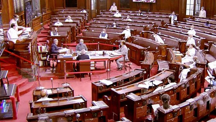 A general view of the Rajya Sabha during the monsoon session of Parliament | Photo: ANI