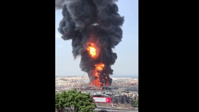 A huge fire broke out at the Port of Beirut on 10 September | Twitter