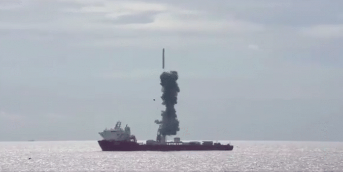 A Chinese Long March-11 carrier rocket carrying 9 satellites was launched from a platform in the Yellow Sea on Tuesday morning | @chinascio / Twitter