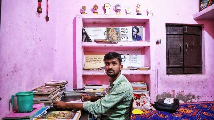 Engineering aspirant Vineet Shukla in his room in Ghaziabad on the day of his JEE (Mains) exam, 5 September | Photo: Manisha Mondal | ThePrint