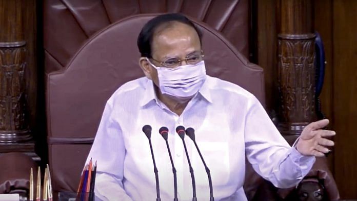 Rajya Sabha Chairman M Venkaiah Naidu speaks during the Monsoon Session of Parliament, in New Delhi on Wednesday | ANI Photo