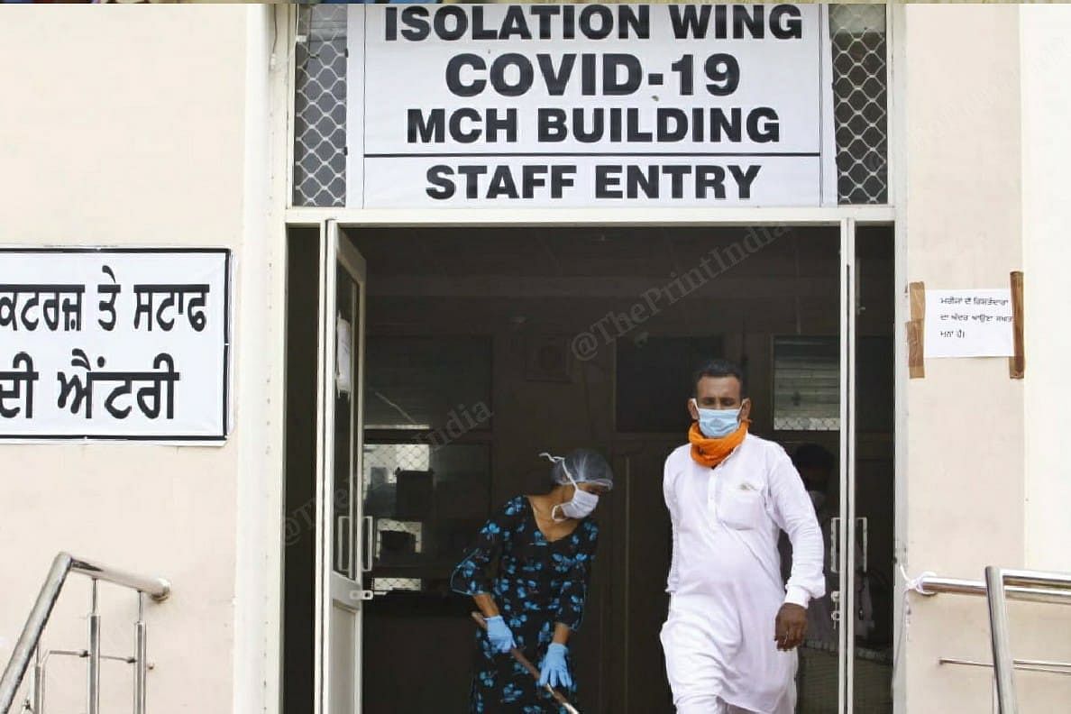 Sanitation workers at the Covid-19 ward in the hospital | Photo: Pravin Jain | ThePrint