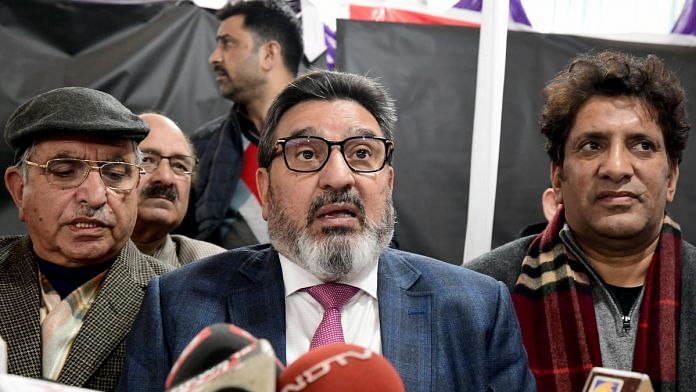A file photo of Apni Party leader Altaf Bukhari at the party's launch in March 2020. | Photo: ANI