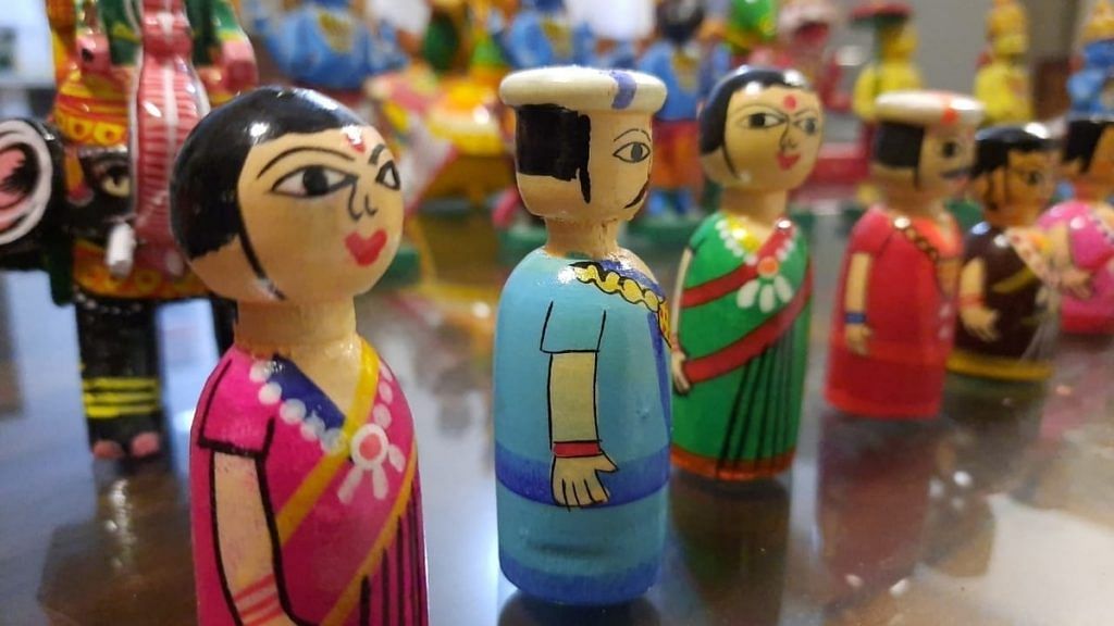 Channapatna toys displayed at a store in Ramanagara district. | Photo: Rohini Swamy/ThePrint